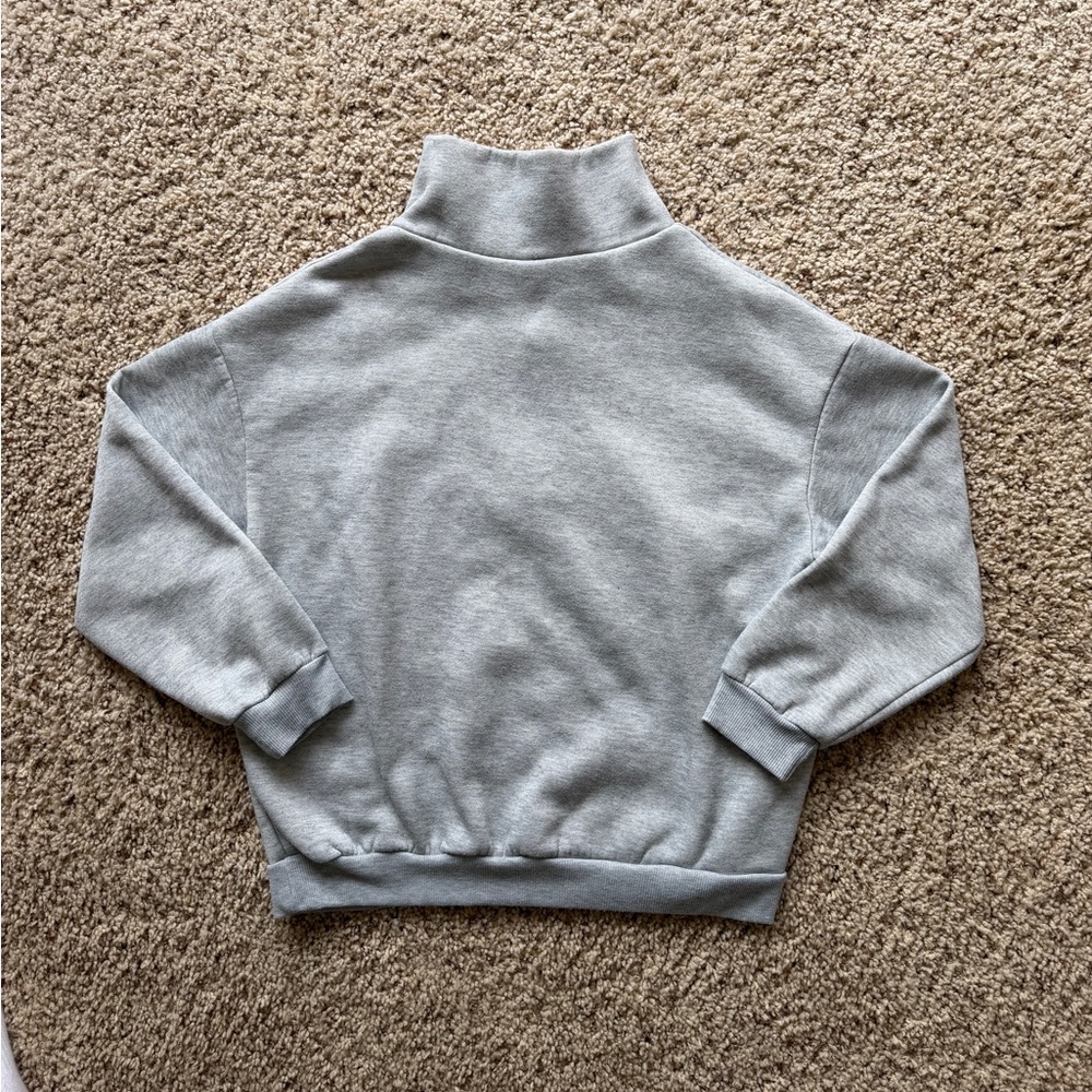 SHEIN Cozy Quarter-Zip Pullover Sweatshirt - Light Gray - Picture 4 of 4